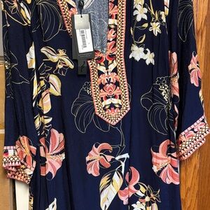 Women’s Navy Floral Swim Cover-Up Dress